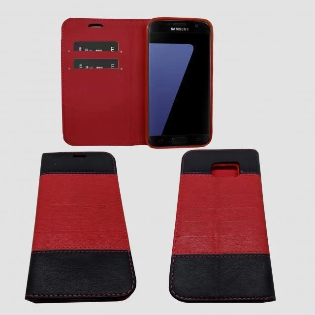 SAMSUNG S6 EDGE RED BLACK BOOK CASE